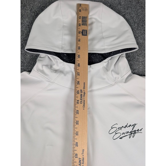 Sunday Swagger 1/4 Zip Performance Hoodie Mens XL White Black Speckled Hood Golf - Picture 5 of 8